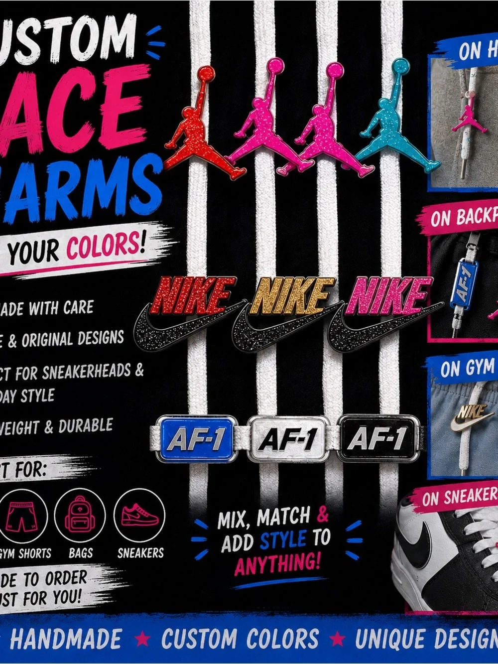 Nike Jordan AF-1 Multi-Color Sneaker Charms !!Mix n Match 5 + BONUS BUY!!